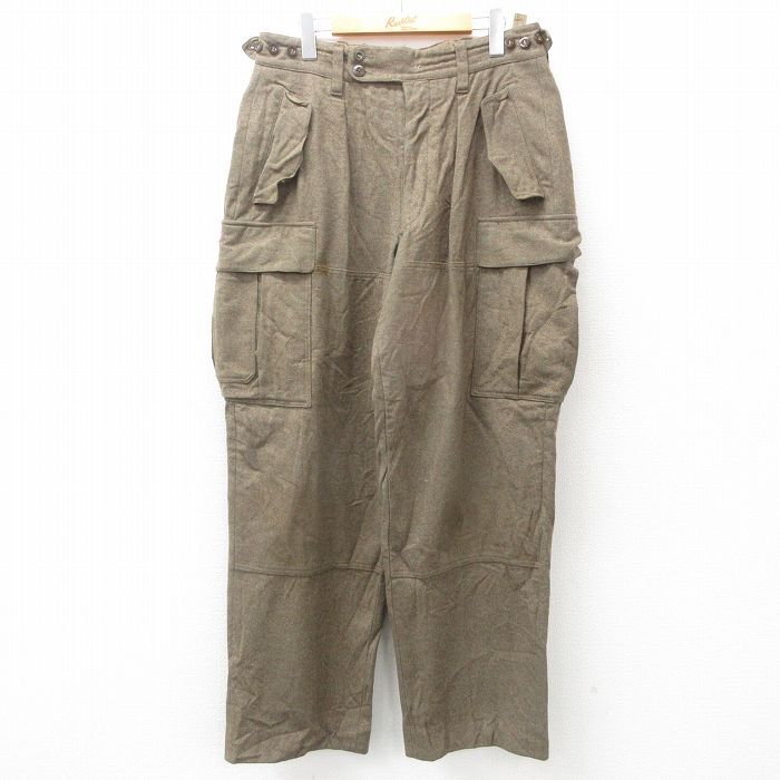 W35/古着 ミリタリー カーゴ パンツ メンズ 80s ドイツ軍 ウール 緑系 グリーン 25jan16 中古 ボトムス ロング