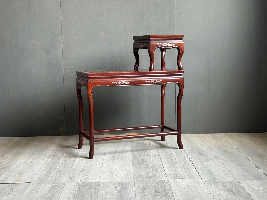 希少 螺鈿細工 螺鈿家具 サイドテーブル 古美術 アンティーク SZ