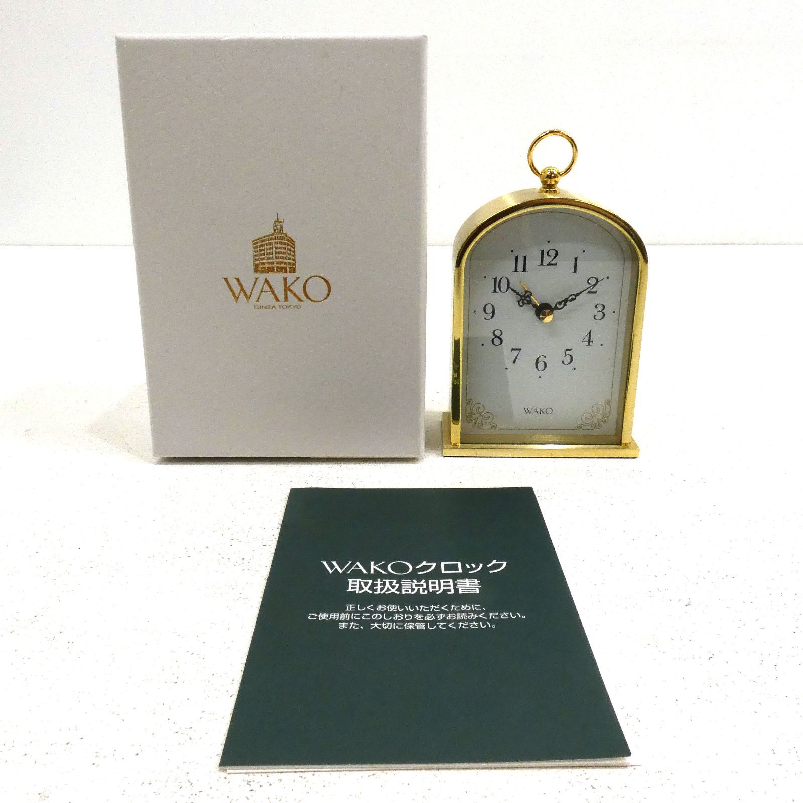 小牧店】美品 WAKO 置時計 アナログ クォーツ アーチ型 ゴールド