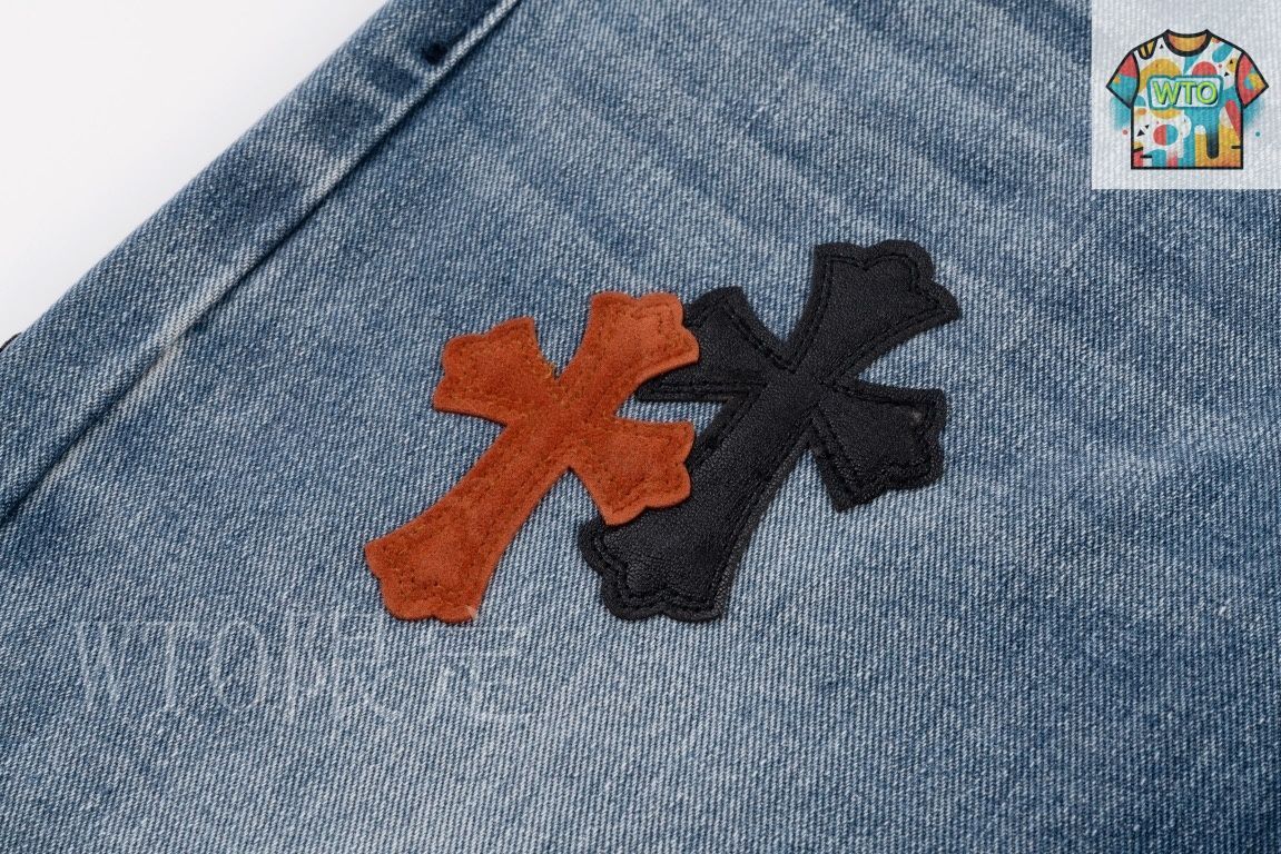 今日WTO】Chrome Hearts 城市限定 フレイム貼皮ジーンズ-OI93