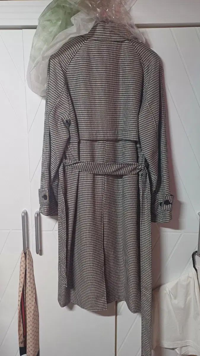 最終値下げハウンドトゥースチェックスタンドコート