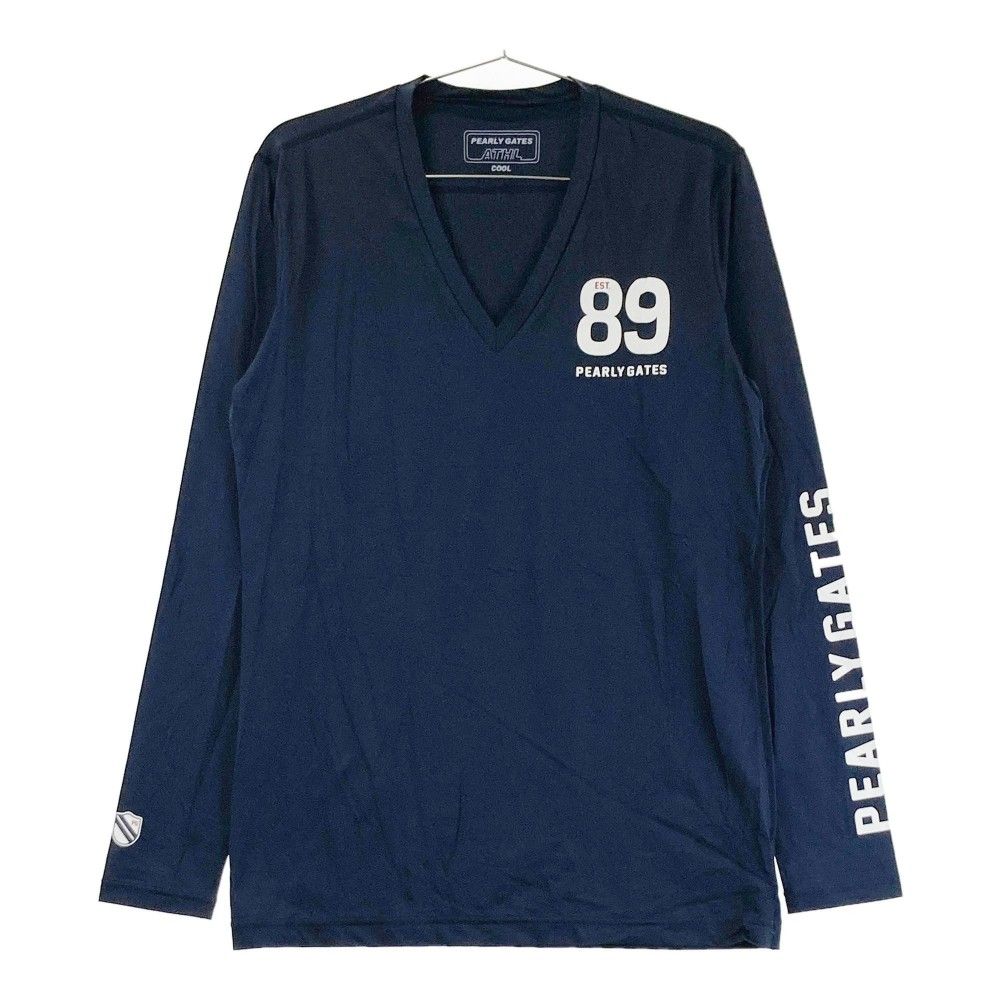 サイズ：6 PEARLY GATES パーリーゲイツ  Vネック 長袖インナーTシャツ  ネイビー系 [240001594203]# ゴルフウェア メンズ ストスト