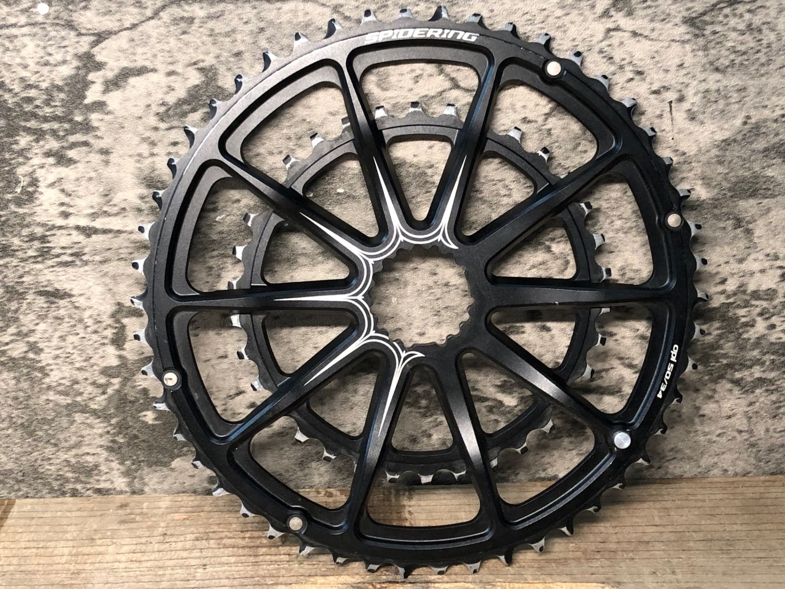 JN624 ホログラム HOLLOWGRAM SPIDERING チェーンリング ダブル 50|34T 10ARM