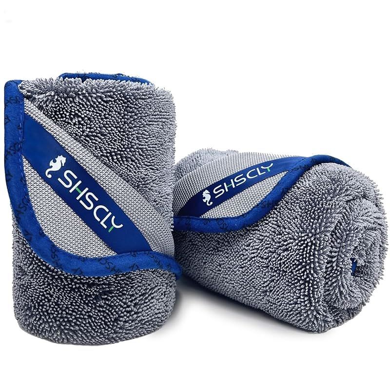 【新品】 SHSCLY シスクレー マイクロファイバー 洗車 タオル 第2世代 超吸水 クリーニング 拭き上げ専用 ドライヤー クロス エッジ広がり効果 平らに保ちやすい 楽々拭き取り(約50×60cm 2枚入) 