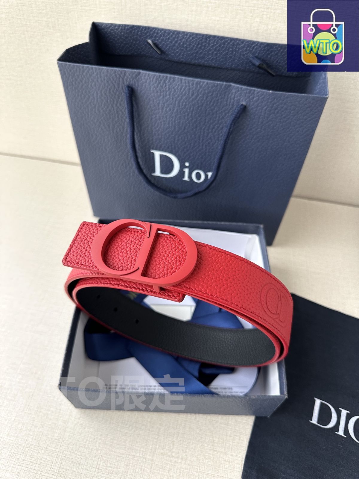 今日特価】Dior CD Icon レッドマット塗装ベルトバックルセット