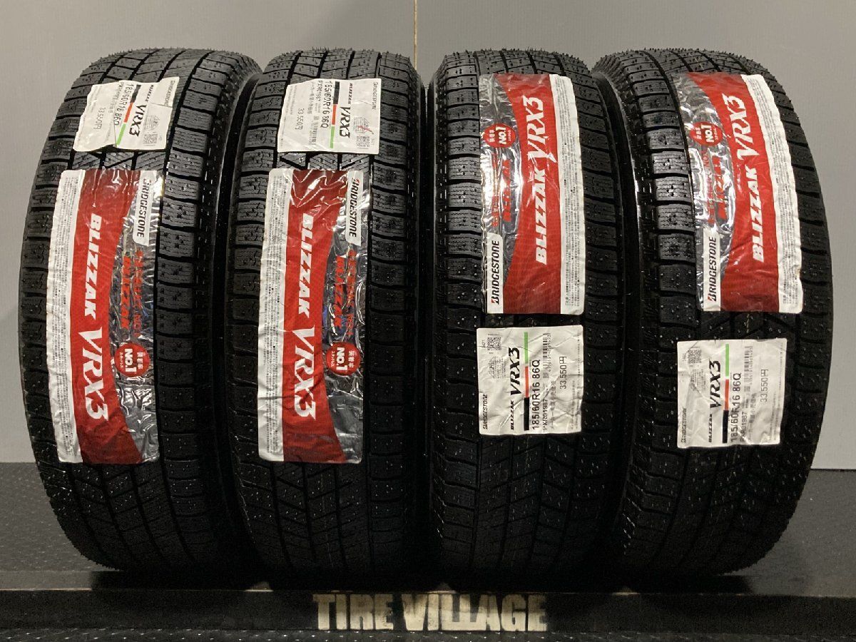 新品【BS BLIZZAK VRX3 185/60R16 86Q】スタッドレス【日産 ノート 純正ホイール 16インチ 5.5J4HPCD100】21年製　(MTM324)