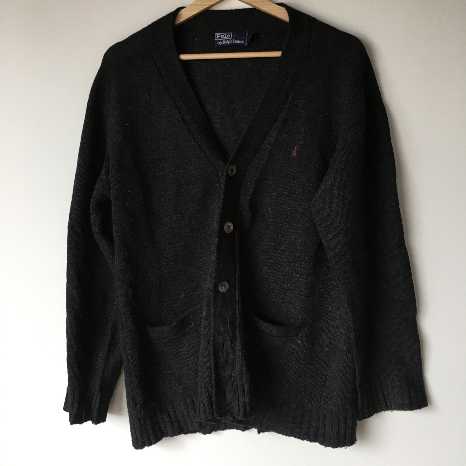 90年代 ポロラルフローレン ニットカーディガン メンズ M グレー