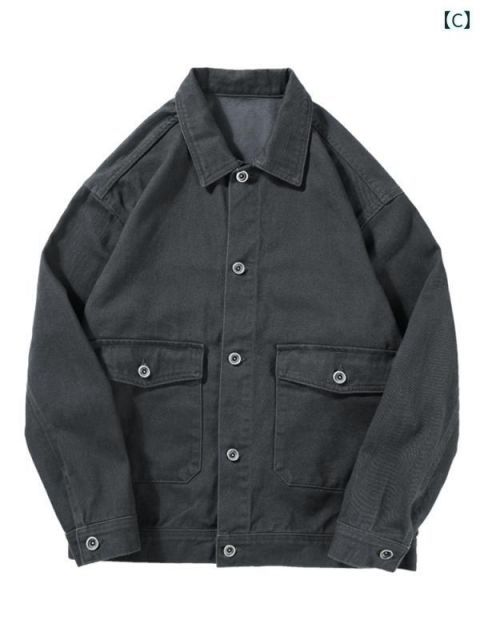L 秋冬 コーデ メンズ 服 シンプル ファッション オシャレ 大人 かっこいい 大きいサイズ ストリート 紳士服 ソフト コットン デニムジャケット ワークジャケット トップス KANDAIZUMI_COM