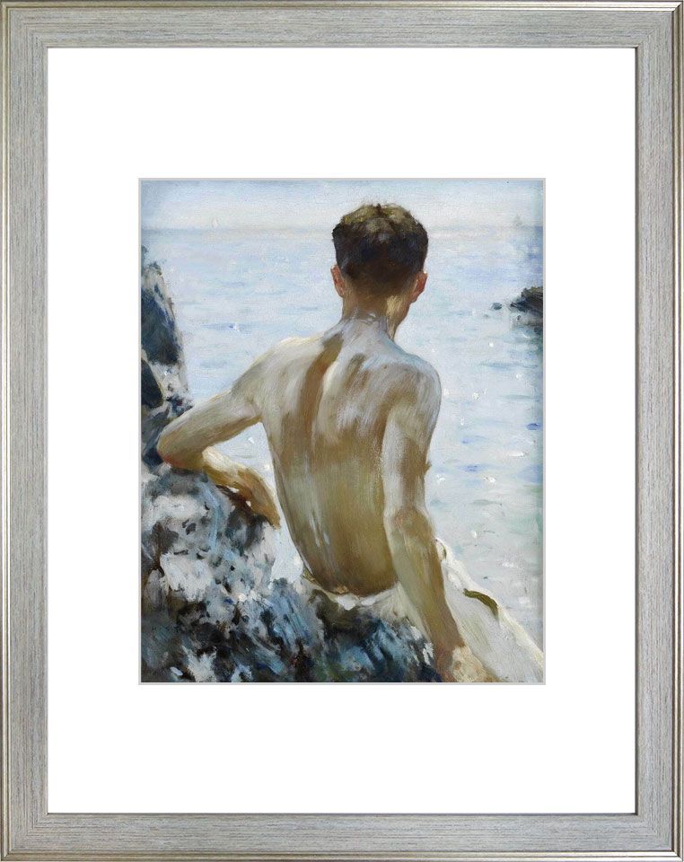 ☆ ヘンリー・スコット・テューク 「Beach Study」 アート紙にジクレー 複製画 額入り 新品 絵画 洋画 人物画 肖像画 イギリスの画家 ニューリン派