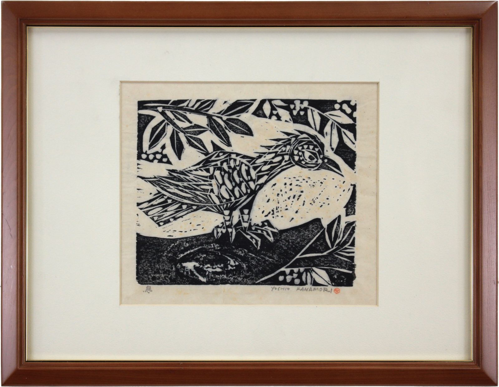 金守世士夫 「鳥」 木版画 絵画 金守世士夫 『湖山＜鳥＞』 木版画 - 北海道画廊