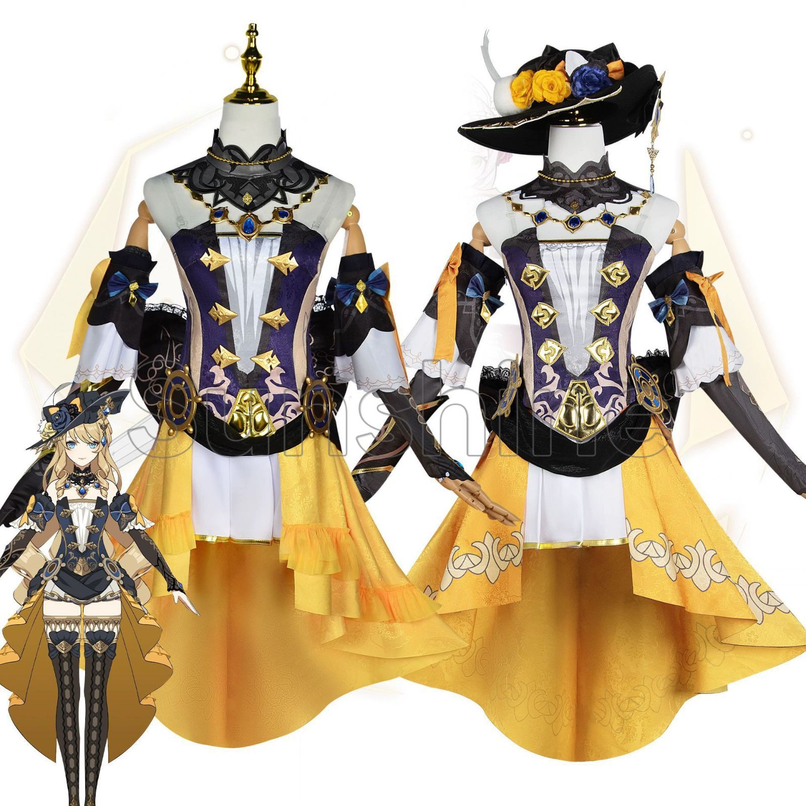原神 げんしん ナヴィア 娜维娅 コスプレ衣装 フルセット コスプレ衣装 アクセサリー ウィッグ付き コスチューム cosplay 演出服 舞台装 クリスマス 学園祭 プレゼント 化祭 ハロウイーン パーティー 変装