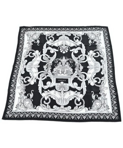 VERSACE ヴェルサーチ バンダナ・スカーフ - 4112525E0009 VERSACEヴェルサーチ 刺繍ロゴ ミニスカーフ バンダナ ハンカチ