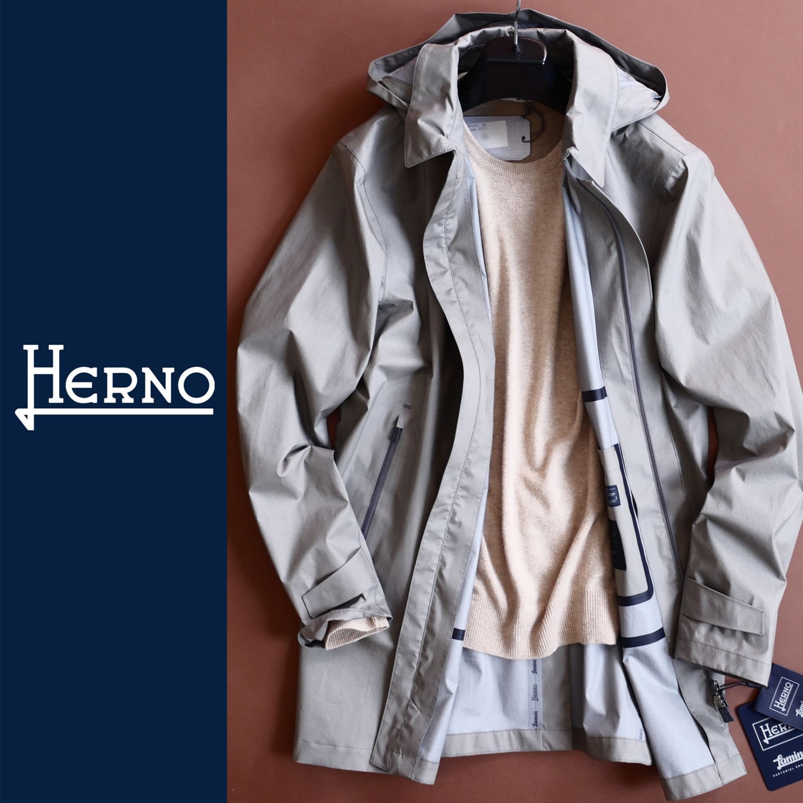dt130●48●50●52●選択可●HERNOヘルノ●Laminar ラミナー ●都会的スタイリッシュ●ライトウェイトコート●メンズ