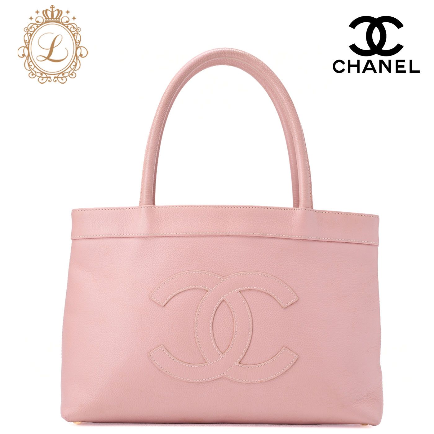 CHANEL シャネル トートバッグ ココマーク キャビアスキン ピンク ゴールド金具 レディースバッグ ブランド