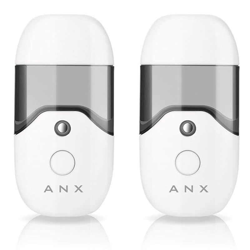 ANX 大容量 50mlタンク 携帯 ミスト 美顔器 ハンディミスト ワイド 超音波 ナノミスト USB充電式 簡易包装 説明書付(2個) 0
