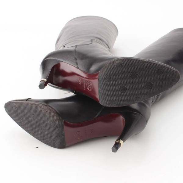 シャネル 07A レザー ロングブーツ ロゴ G25666 ブラック 37