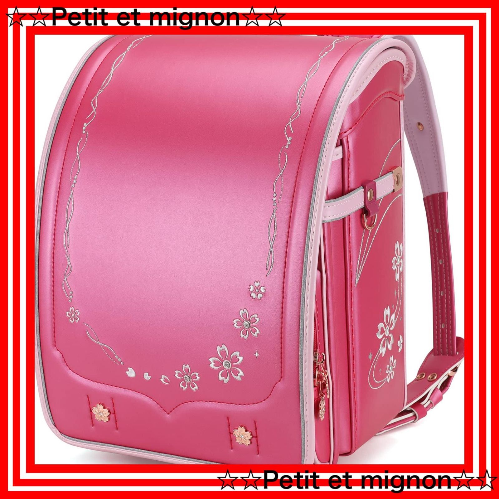 【スピード発送】エレガント schoolbag japanese Bab-sakura A4フラットファイル対応 刺 豪華 (New 軽量 ワンタッチロック 女の子 パールローズ) ランドセル 桜 [バオバブの願い]
