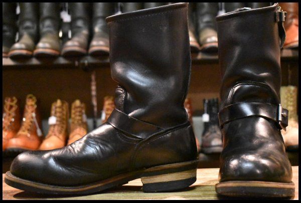 9D PT91プリント 94年05月刻印 レッドウィング 2268 エンジニア ブラッククローム スチールトゥ ブーツ redwing HOPESMORE FJ185