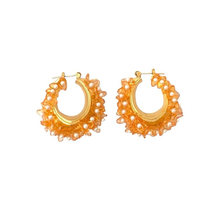 Mame Kurogouchi マメクロゴウチ Osmanthus Motif Earrings 金木犀