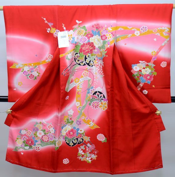 未使用 正絹 産着 初着 一つ身 着物 祝着 女の子