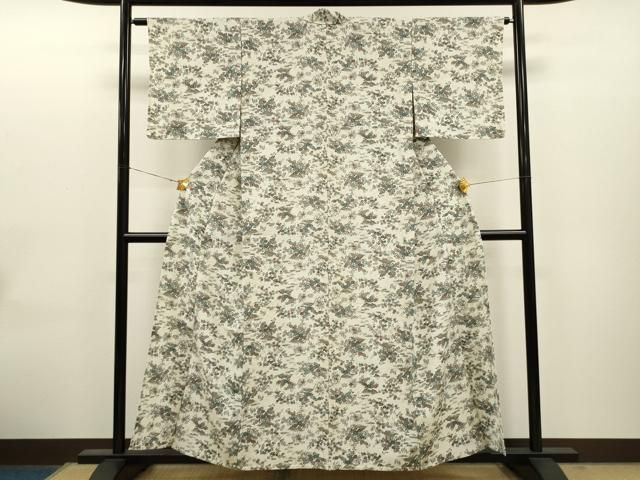 平和屋着物▽小紋 単衣 流水草花文 洗える着物 AAAU1154iu