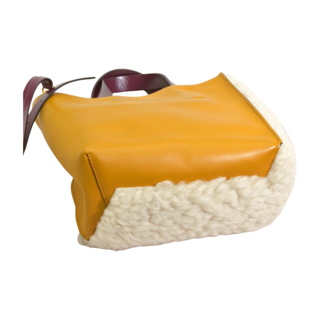マルニ MARNI SOFT MUSEO トートバッグ ハンドバッグ ショルダーバッグ 2way ムートン レザー イエロー ホワイト レディース F-YA1125 GINKGOPHARMACY_COM