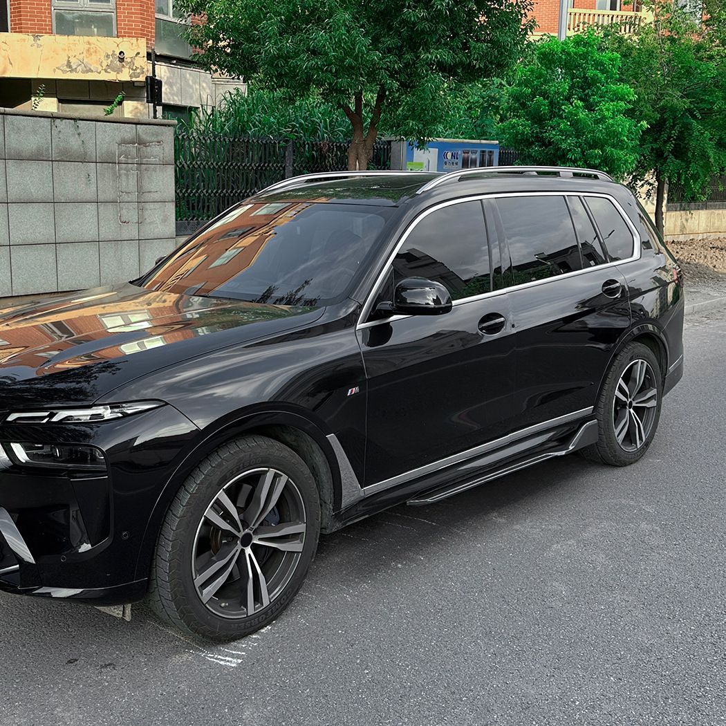BMW X7 G07 M Sport 2019年以降対応 サイドスカート エアロ パネル サイドリップ ABS製 ピアノブラック カーボン調 外装 ドレスアップ FFCRYSTALESIA_COM