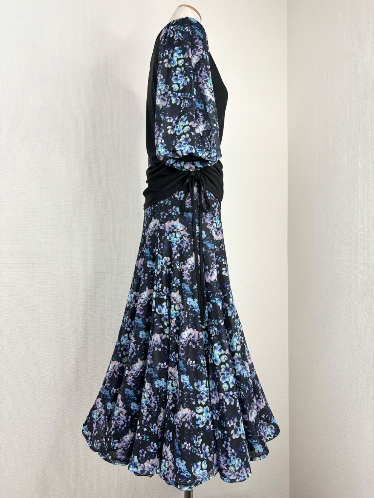 新品》社交ダンス バルーンスリーブ ブルー系 ソフトメッシュ