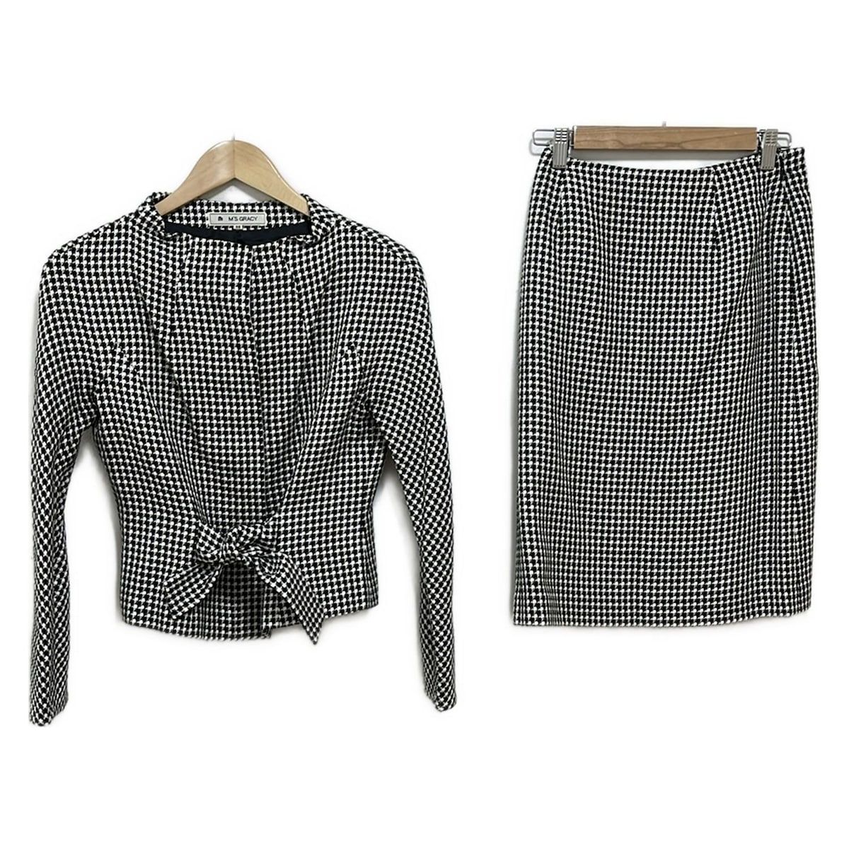 M S GRACY エムズグレイシー スカートスーツ レディース - 黒×白 ラメ