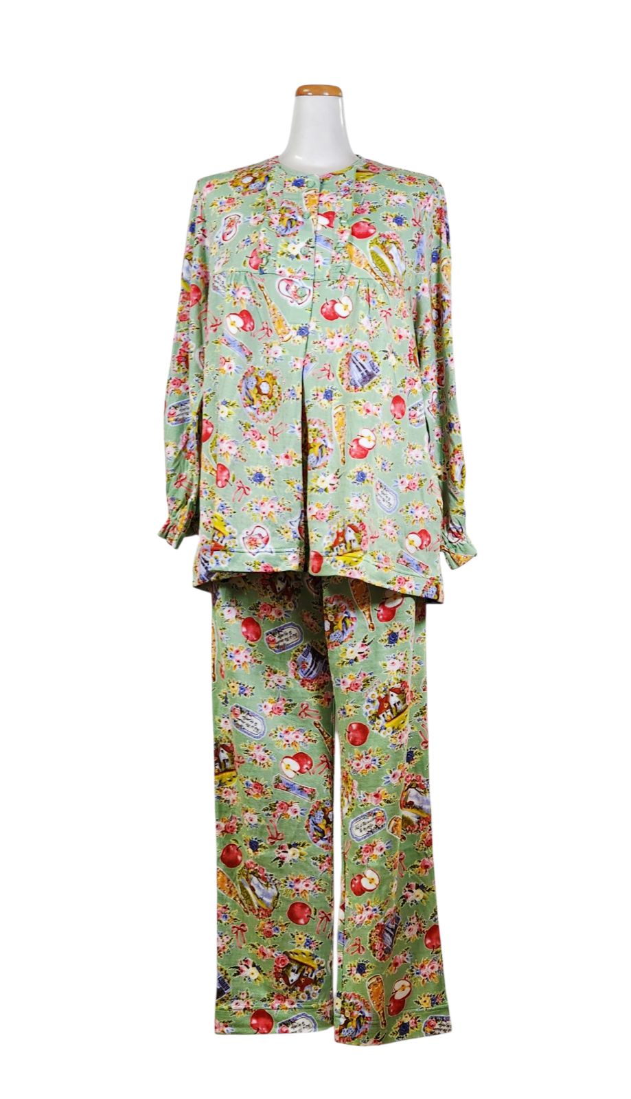 秋物 長袖半開メローパジャマ