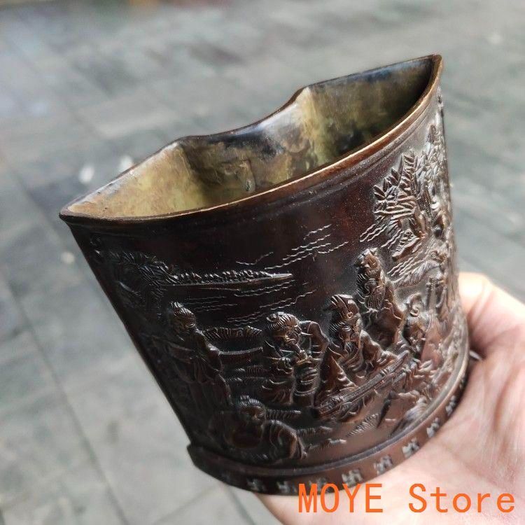 銅器 筆箱 弧形筆箱 文房置物·案頭 書道具 文房具 工芸品 美術品