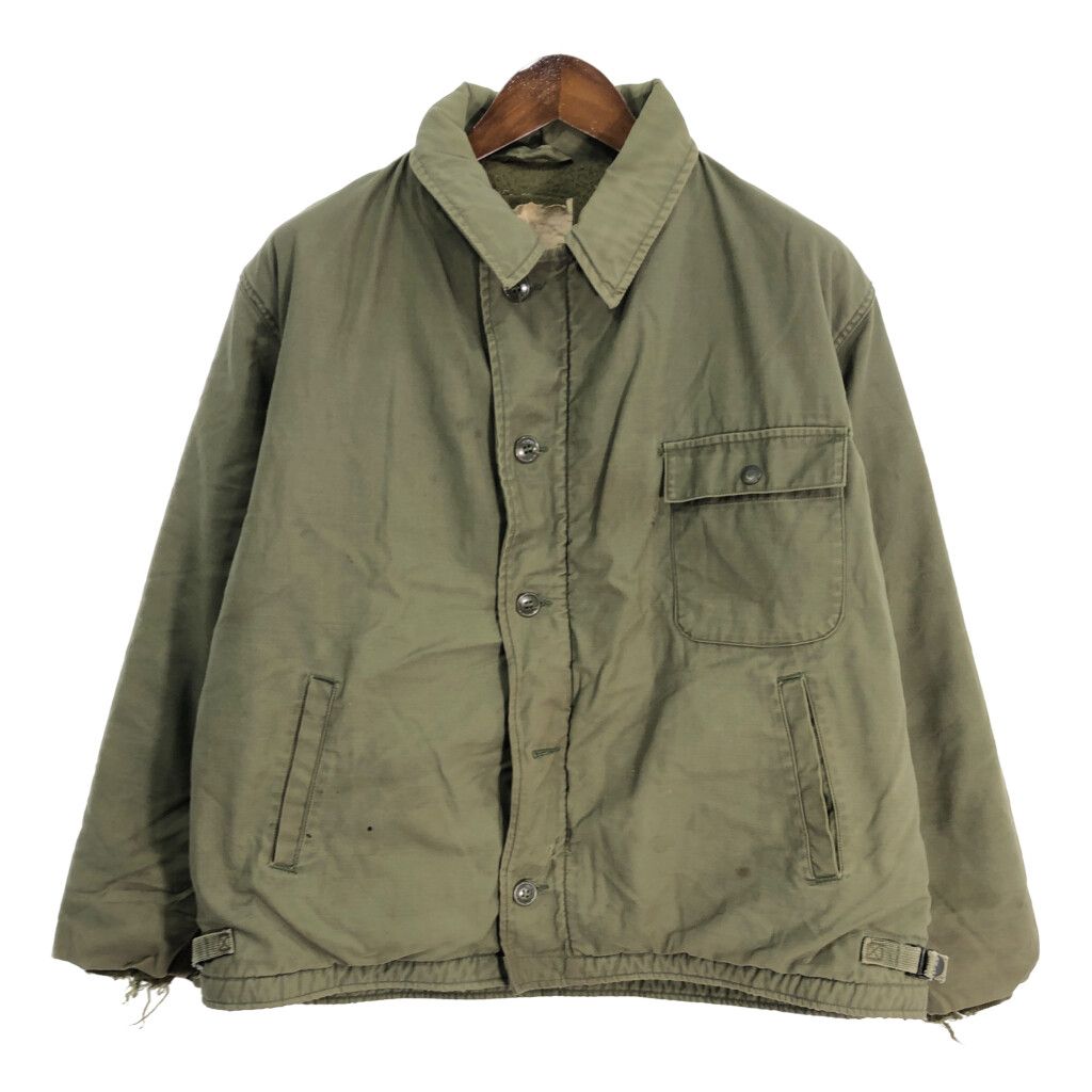 米軍実物 U.S.NAVY A-2 デッキジャケット ミリタリー オリーブ (メンズ X-LARGE) 中古 古着 S4998