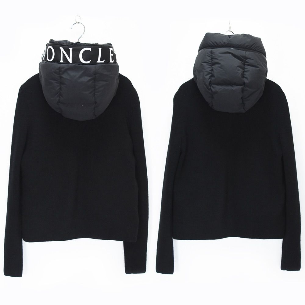 超人気美品★ モンクレール　フード付ダウンカーディガン　S ブラック　4P113 モンクレール 人気ダウンカーディガン Sサイズ 黒色 超人気美品