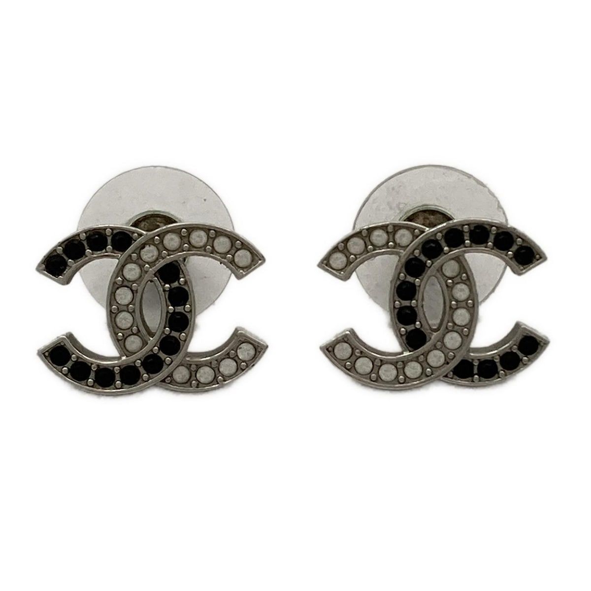 ル 年末のプロモーション CHANEL(シャネル) ピアス ココマーク シルバー×クリア×黒 - メルカリ アクセサリー