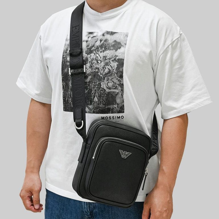 エンポリオアルマーニ メンズ ショルダーバッグ イーグルロゴ 本革