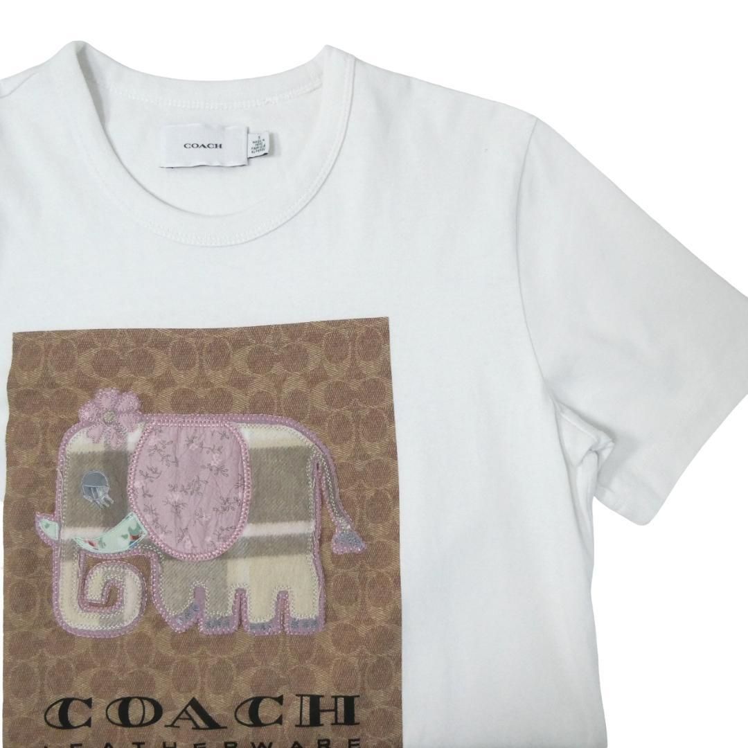 極美品 COACH コーチ Tシャツ カットソー 象 刺繍 シグネチャー柄