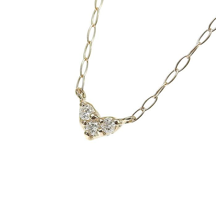 ハート モチーフ ダイヤ ネックレス K18PG 750 ピンクゴールド