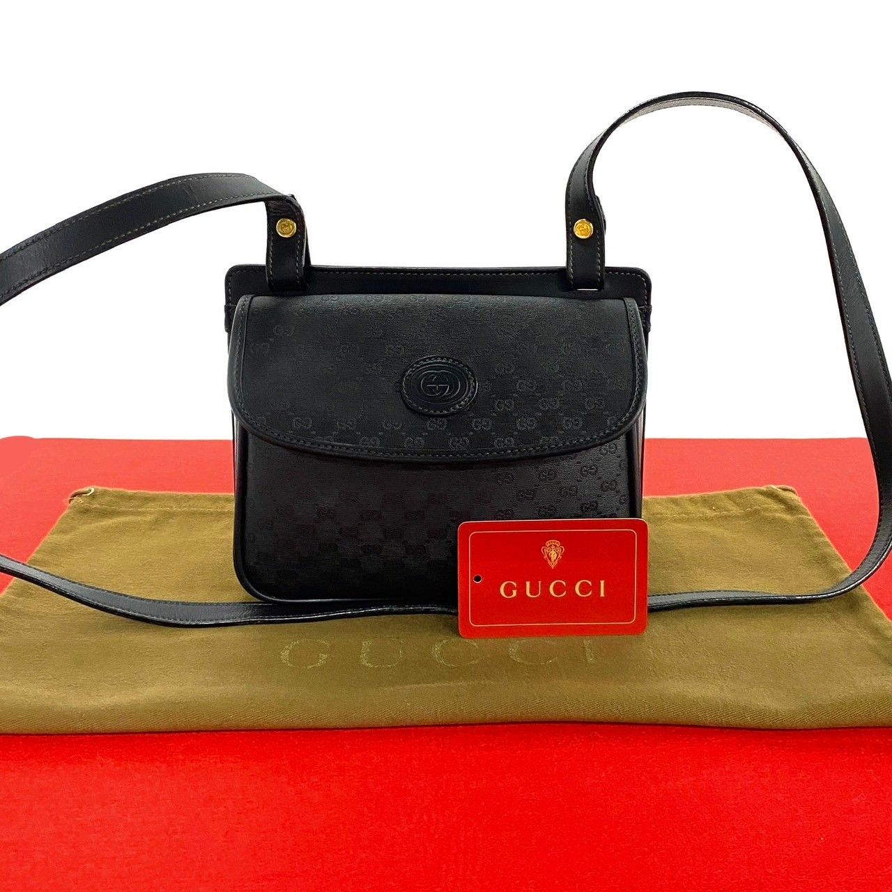 極 美品 GUCCI グッチ オールドグッチ ヴィンテージ マイクロ GG ロゴ レザー ミニ ショルダーバッグ ポシェット ブラック 836-2 -  メルカリ