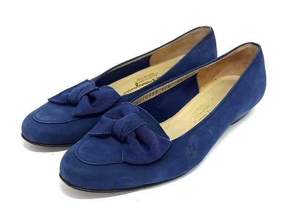 ☆美品☆Ferragamo バレッタリボン パンプス FERRAGAMO Salvatore Ferragamo フェラガモ レザー リボン