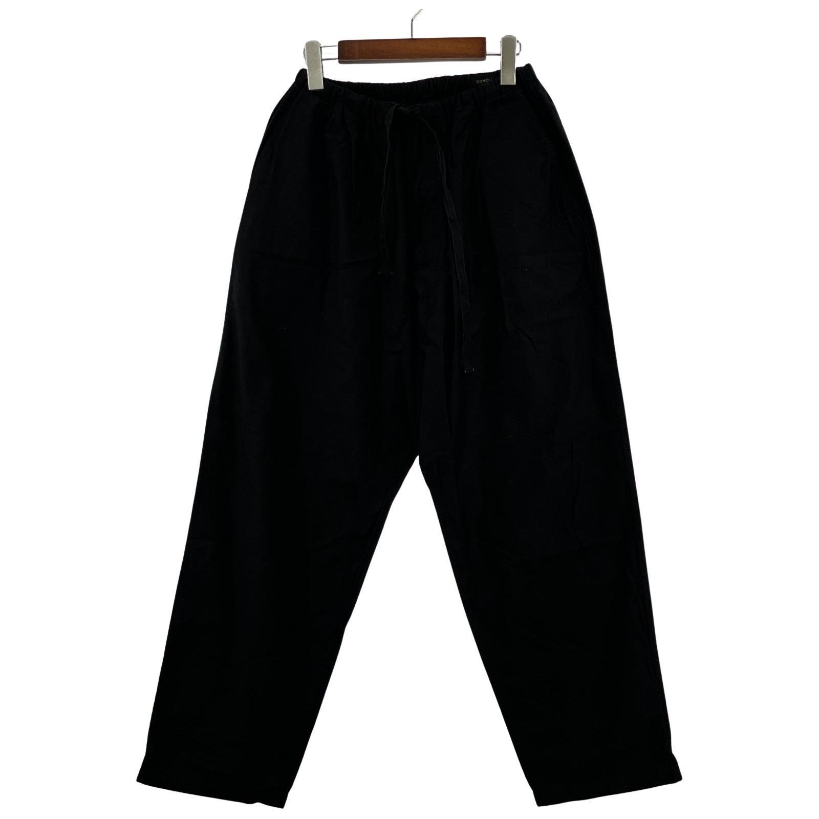 COMOLI 21SS コットンサテン ドローストリングパンツ 2 ブラック
