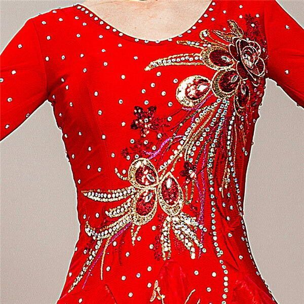 定番 社交ダンスドレス フロート 上品 大きい裾 豪華 競技着 練習着 演出用 ドレス ドレス ワルツダンス ダンス衣装 パーティー用 ラテン衣装 モダンドレス 衣装 ダンス発表会 大きいサイズ S M L XL 2XL 3XL 赤 最安値で販売します。