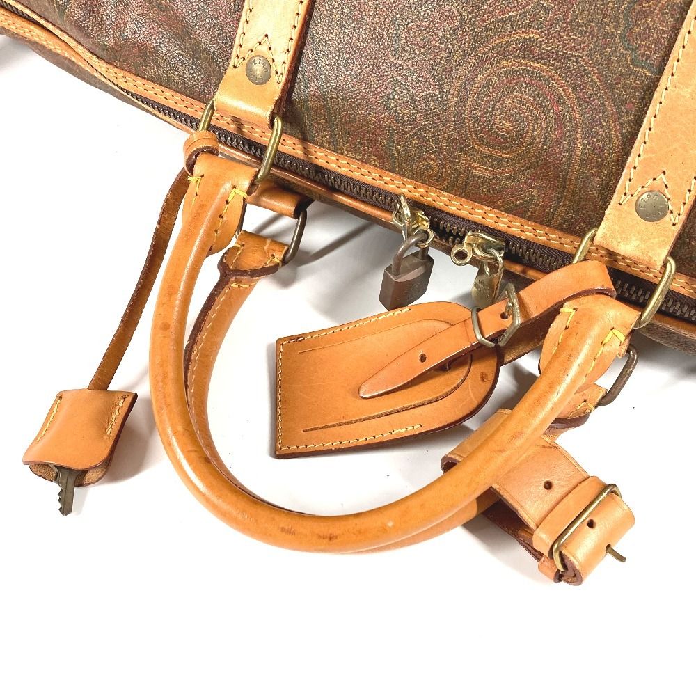 ETRO エトロ ボストンバッグ ペイズリー ロゴ PVC/レザー