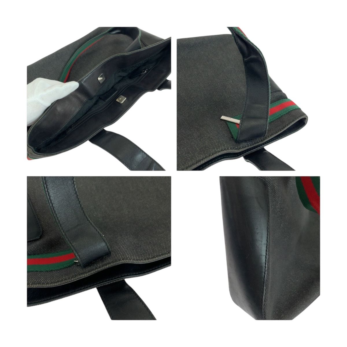 美品 GUCCI グッチ シェリーライン ブラック 黒 シルバー金具