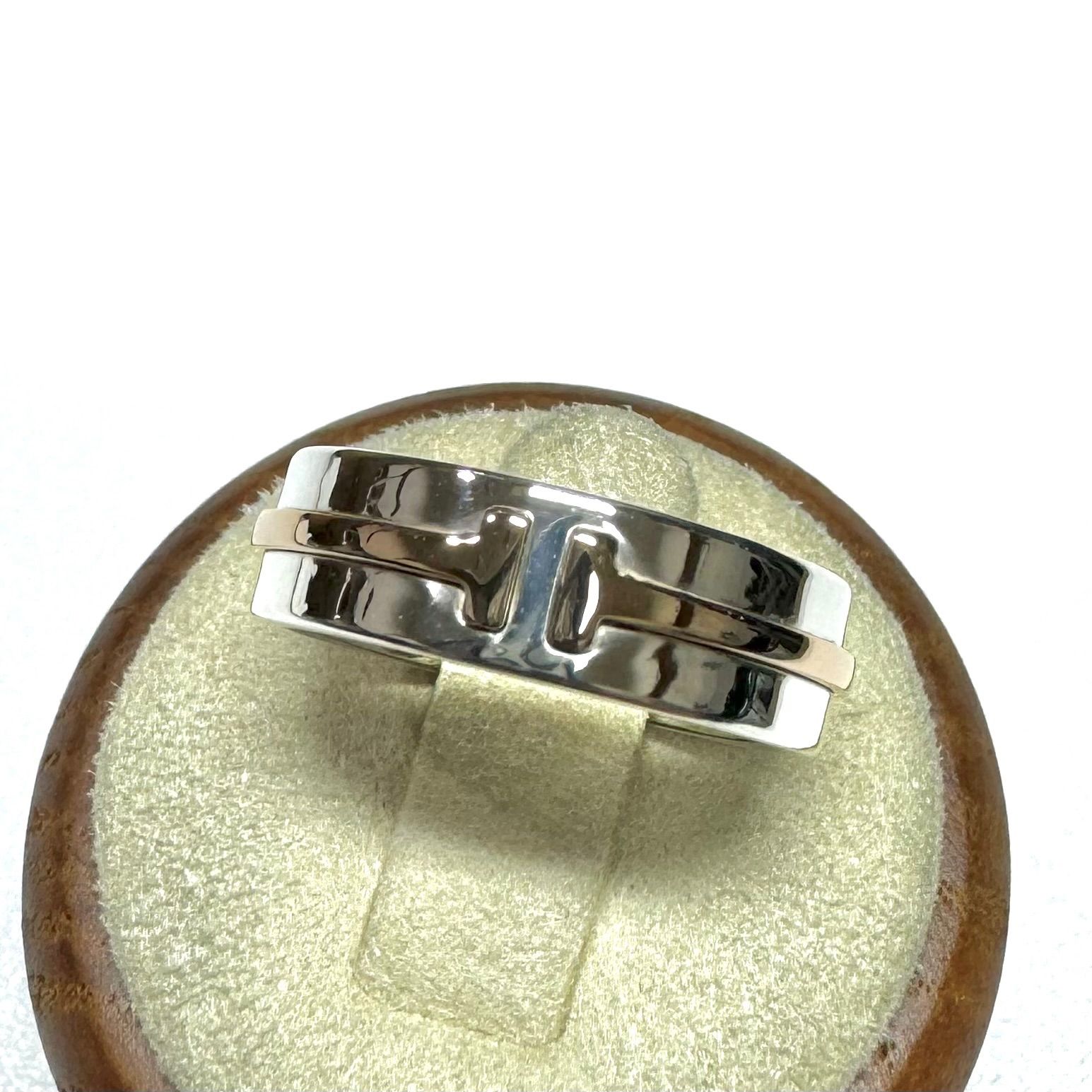 Tiffany &Co. k18PG/sv T TWO ナロー コンビリング ティファニー Au750