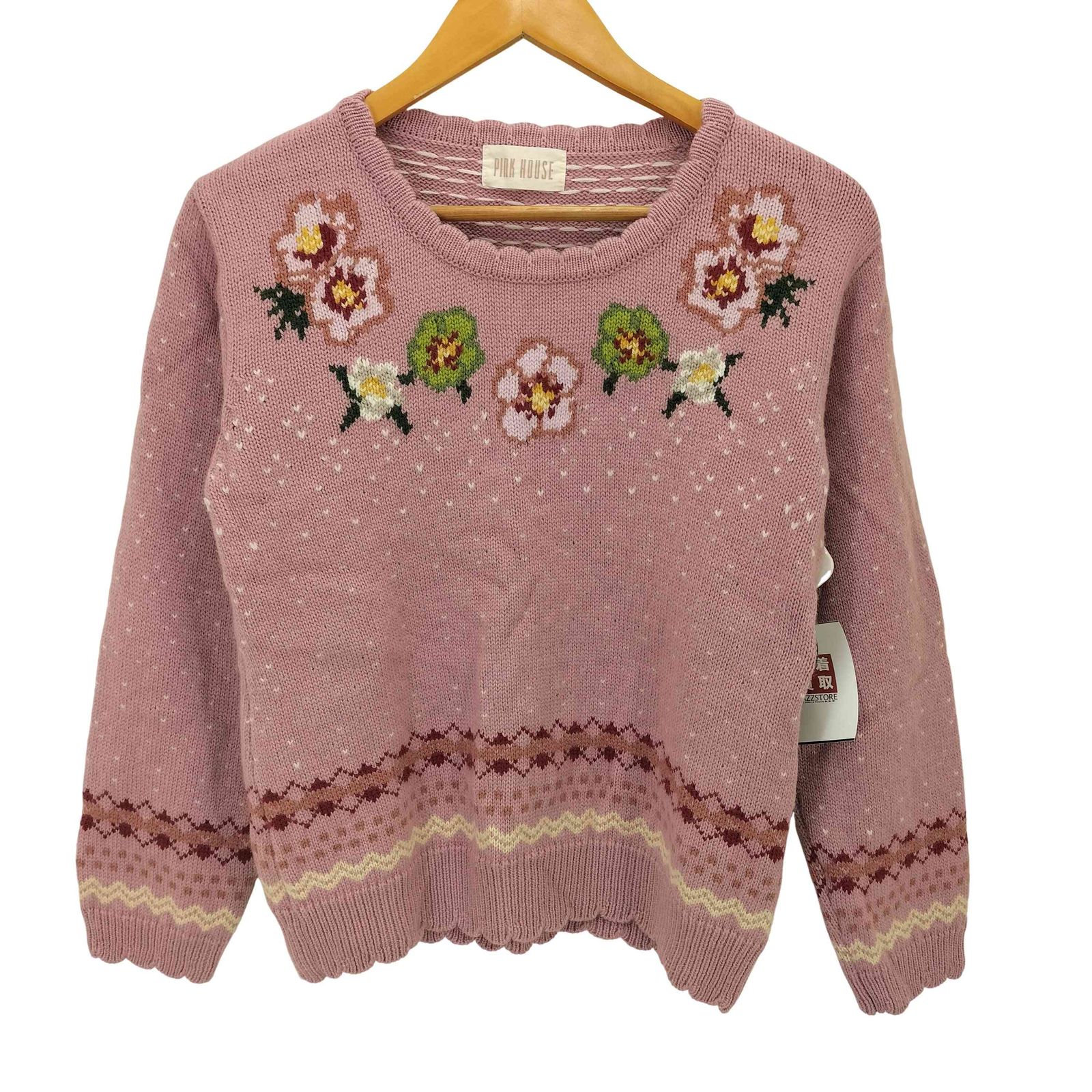 PINK HOUSE(ピンクハウス) 22AW クリスマスローズ編み込みニット レディース FREE 【中古】【ブランド古着バズストア】 ピンクハウス PINK HOUSE 22AW クリスマスローズ編み込みニット