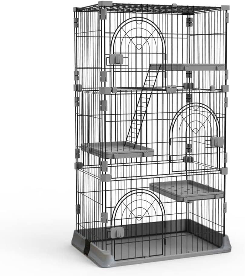 RAKU 猫ケージ 大型 キャットケージ ワイド扉 多頭飼い 脱走防止 組立