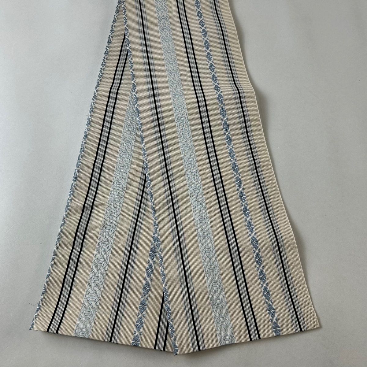 半幅帯 名品 夏帯 紗 間道 独孤 クリーム 正絹