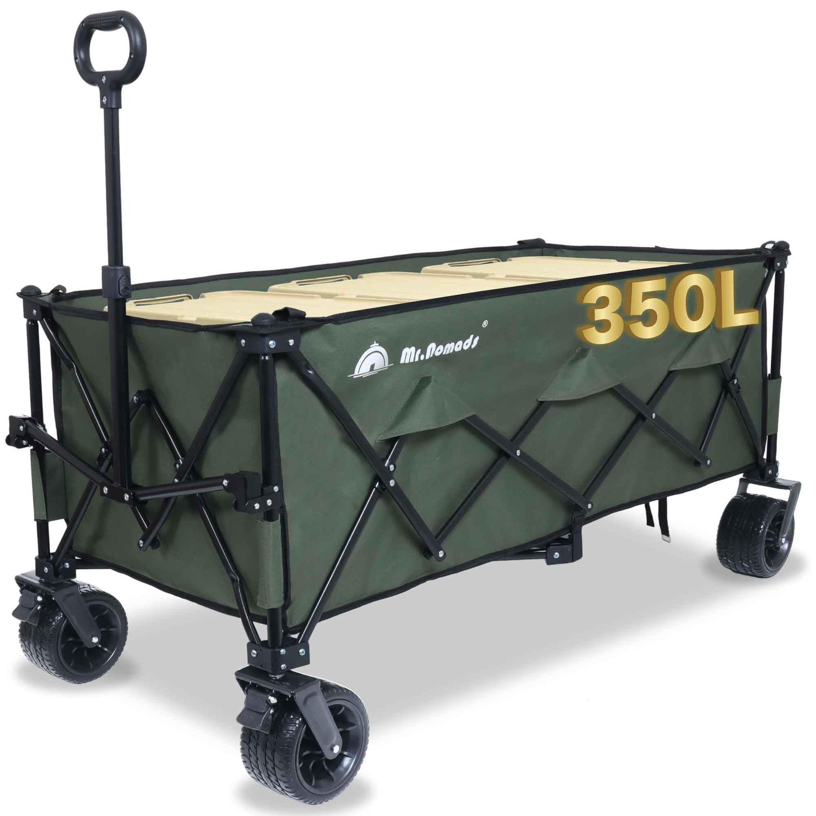 MR. NOMADS460L ラグビー日本代表採用メーカー キャリーワゴン 耐荷重220kg 大型タイヤ 自立収納 コンパクト ワンタッチ収束式 折り畳み アウトドアワゴン キャリーカート キャンプカート 建築現場用カート 4輪 キャンプ KW003 …