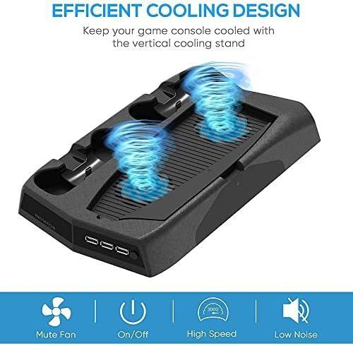 プレイステーション5用垂直スタンド 冷却ファン充電デュアルコントローラスロット付き