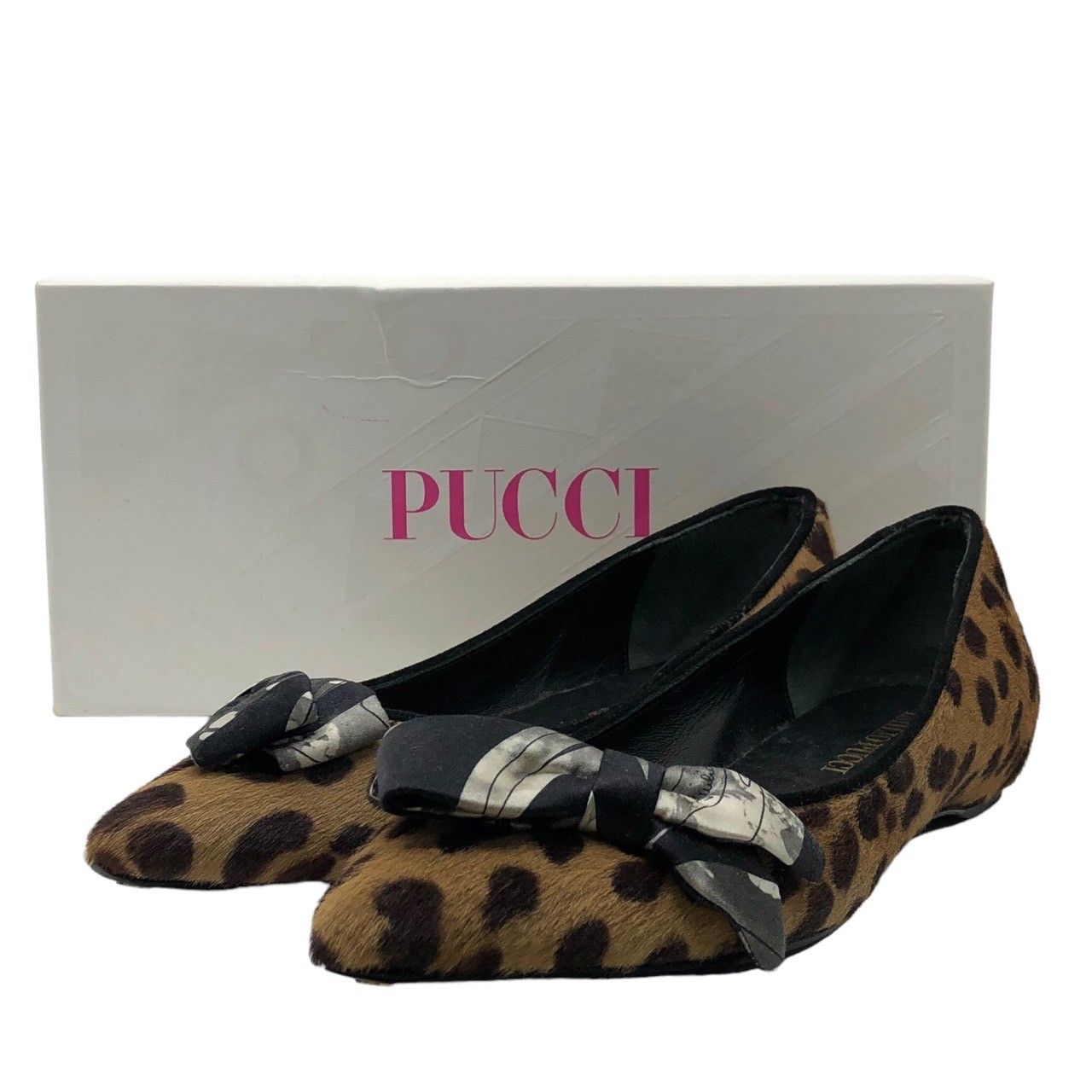 EMILIO PUCCI(エミリオプッチ) レオパードパンプスリボンフラット